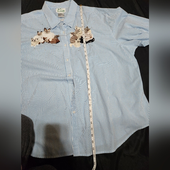 Quacker Factory Blue Striped Cat Embroidered Shirt Size 3x - Picture 11 of 16